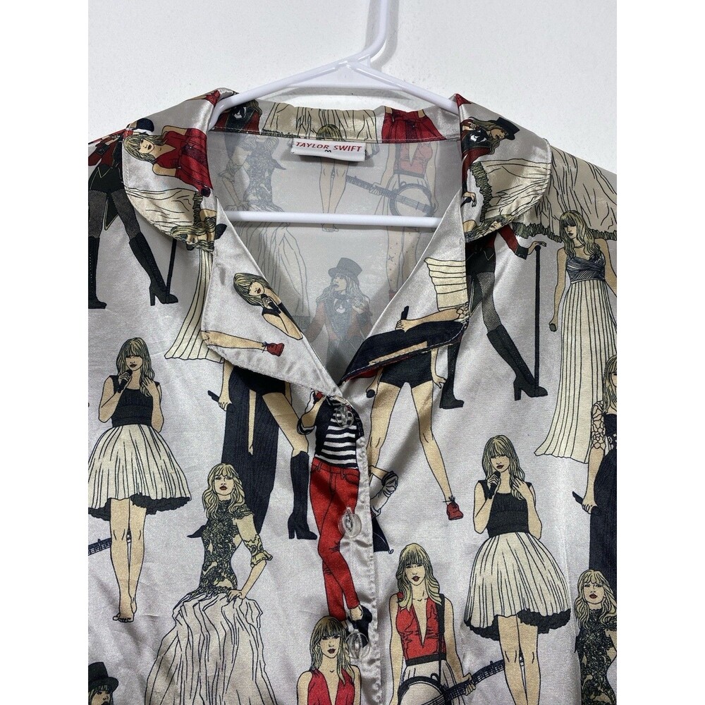 Taylor Swift Pajama Shirt Size M Multicolored AOP Red Taylor's Version Eras - Picture 5 of 15